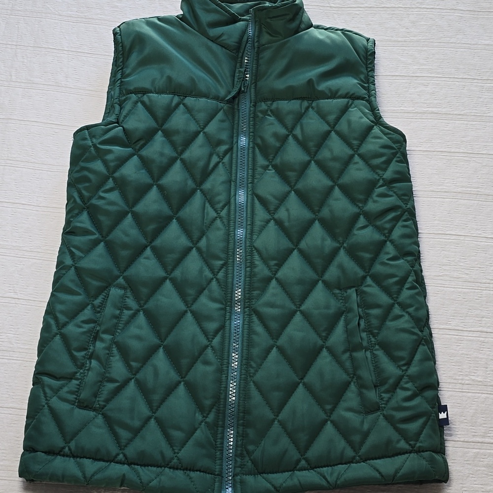 Crown & Ivory Quilted Vest | Forest Green | Diamond Stitch | Boys Size M